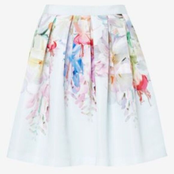 TED BAKER Hanging Gardens Floral Print Fit & Flare Full Skirt Size: 1 - Picture 7 of 15